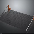 Black Mesh Net Structure with Red Brackets and Silver Poles 3d model