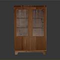 Wooden Storage Cabinet With Glass Doors And Shelves For Home Living Room