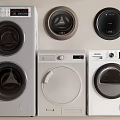 Various Modern Washing Machines in Gray and White with Different Front Panel Designs 3d model