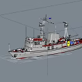 Big White Ship Sailing On Calm Sea With Cloudy Sky 3d model