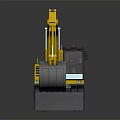 Yellow Wheeled Excavator with Front Bucket and Operator Cab Design 3d model