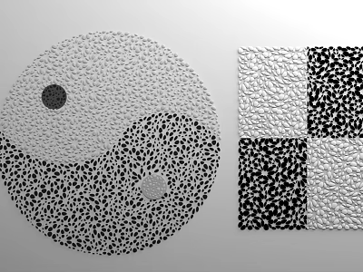 Artistic Garden Path Paving With Yin Yang Design And Square Patterned Pebbles 3d model