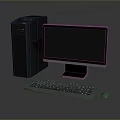 Complete Desktop Computer Setup With Tower Monitor Keyboard Mouse And Screen 3d model
