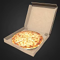 Freshly Baked Cheesy Pizza in Open Cardboard Box with Golden Crust