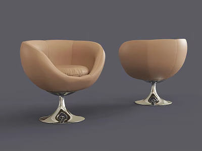 Beige Modern Armchair With Stylish Metal Base And Comfortable Seat 3d model