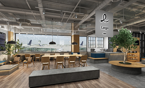 Airport Cafe Industrial LOFT Cafe 3d model