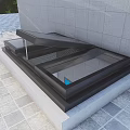 Modern Detached Villa Exterior With Black Frame Skylight And Gray Wall 3d model