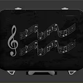 Black Hard Shell Case With Music Note Prints For Travel And Storage