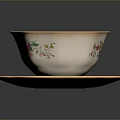 Vintage Porcelain Teacup And Saucer With Floral Pattern And Gold Trim