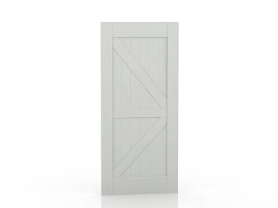 White Front Door With Crossed Diagonal Panels And Simple Modern Design 3d model
