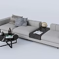 Modern Sectional Sofa Interior With Throw Pillows Coffee Table And Decorative Lamps 3d model