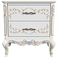 Ornate Classic Bedside Table With White Finish Gold Accents And Floral Carvings