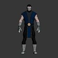 Masked Warrior Character With Blue Sleeveless Outfit Black Pants And Metallic Accessories