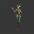 Fantasy Plant Skeleton Hybrid Character Standing With Green Vines And Purple Flowers