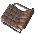 Modern Single Sofa With Brown Leather Upholstery Square Tufted Back And Metal Frame Armrests