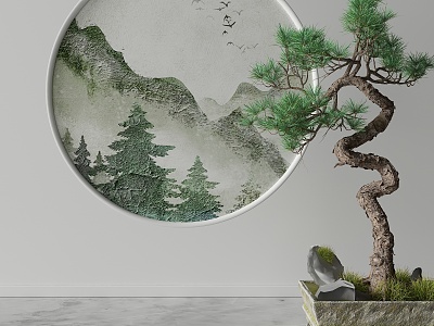 New Chinese Round Frame Painting Decorative Painting model