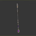 Ornate Magic Staff Weapon Featuring Metallic Design And Purple Gemstone Accents