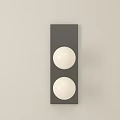 Modern Wall Sconce With Black Backplate And Two White Spherical Bulbs 3d model