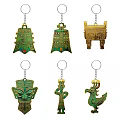 Traditional Bronze Style Decorative Keychains With Various Cultural Shapes And Designs