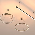 Stylish Modern Pendant Lights Featuring Circular Rings And Linear Design Hanging From Ceiling 3d model