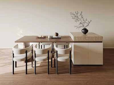 Middle Ancient Style Island Dining Table and Chair 3d model