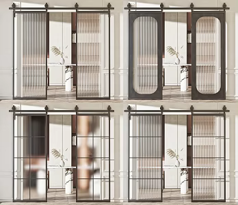 Modern Barn Door Glass Barn Door 3d model