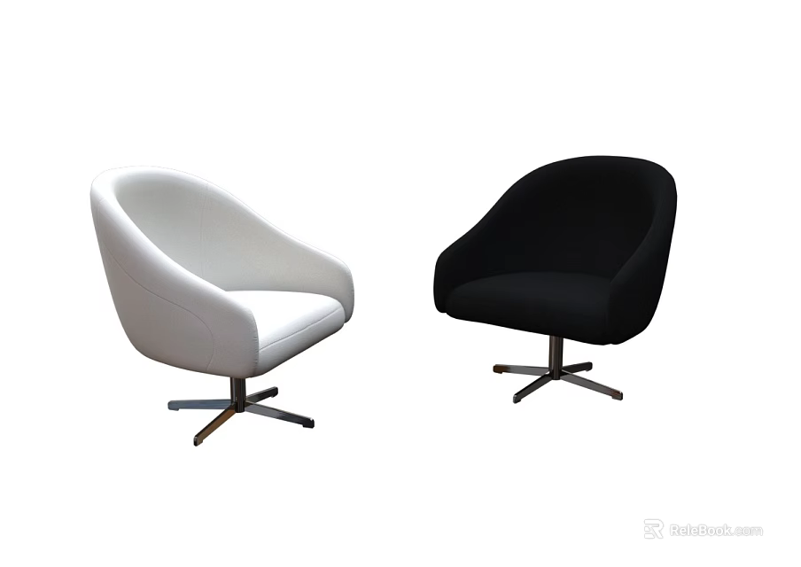 Modern White And Black Leisure Chairs With Sleek Metal Base And Comfortable Design 3d model 