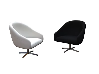 Modern White And Black Leisure Chairs With Sleek Metal Base And Comfortable Design 3d model