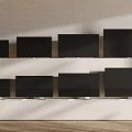 Modern Televisions in Various Sizes Arranged on Wall Mounted Display Shelves 3d model