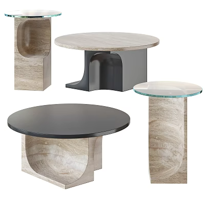 Modern Round Coffee Tables With Marble Glass And Black Finishes Contemporary Home Decor Ideas 3d model
