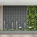 Front Desk Reception Interior With Gray Wall Living Plant Wall Water Feature Lotus Flowers And Stone Lantern