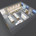 Modern Video Experience Store Interior With Display Tables Large Screens And Electronic Devices 3d model