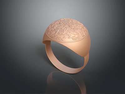 Intricately Carved Copper Ring With Mythical Character And Creature Engraved Details 3d model