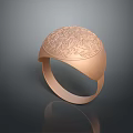 Intricately Carved Copper Ring With Mythical Character And Creature Engraved Details