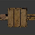 Cartoon Style Textured Wooden Crates with Metal Straps in Animated Scene