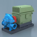 Industrial Equipment With Blue Pump Green Motor And Heavy Duty Base