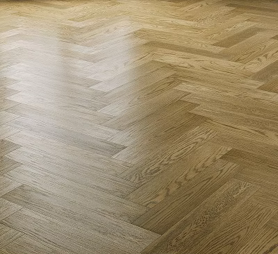 Herringbone Pattern Wooden Flooring With Light Brown Polished Surface And Natural Wood Grain 3d model