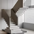 Modern Minimalist Staircase Interior With Gray White Floating Steps And Window Blinds 3d model