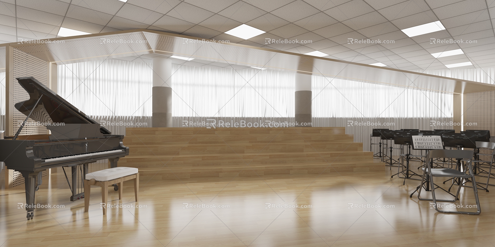 Modern Music Classroom Level Vocal Music Room 3d model