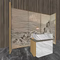 Modern reception desk company front desk background modeling wall combination creative company front desk background wall front desk 3d model