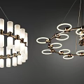 Modern Elegant Chandeliers with Circular Rings and Glass Shades for Interior Decor 3d model