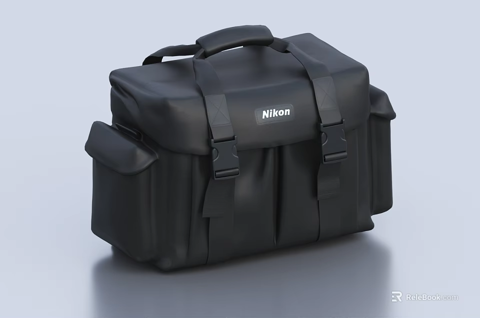 Nikon Black Camera Bag With Durable Design Multiple Pockets And Adjustable Straps For Photography Equipment 3d model 