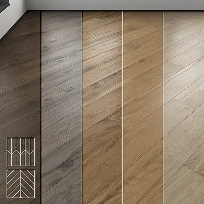 Stylish Wooden Flooring Samples with Various Colors and Natural Wood Grain Patterns 3d model