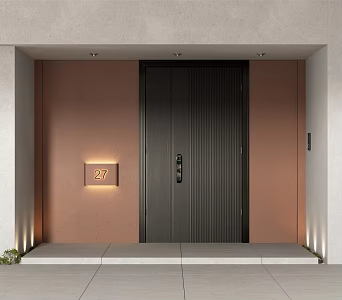 Modern Guest Restaurant Entry Door 3d model
