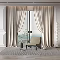 modern curtain single sofa 3d model