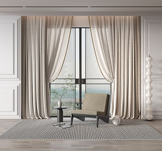 modern curtain single sofa 3d model