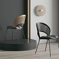Stylish Accent Chairs With Curved Wooden Backrest And Black Metal Legs In Modern Grey Room