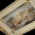 Ornate Classical Ceiling With Golden Borders And Intricate Angel Paintings