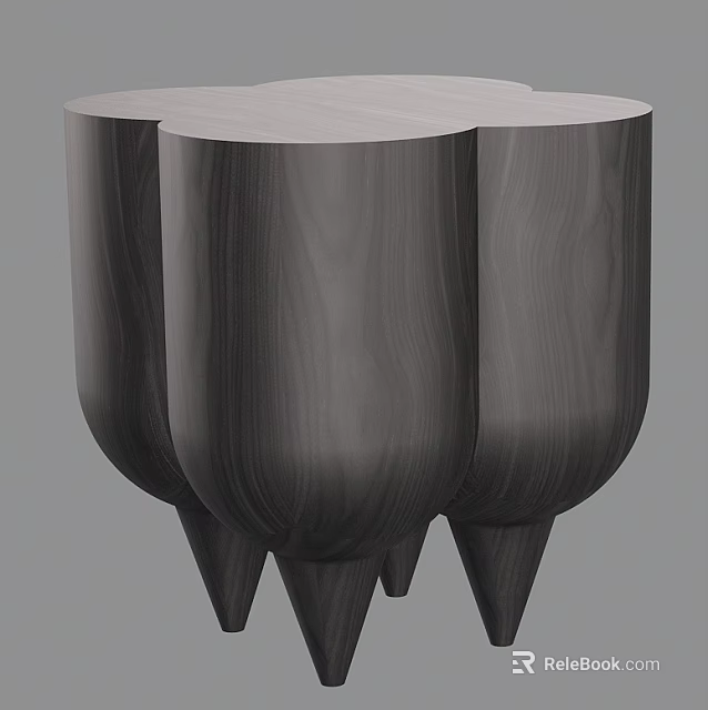 Modern Wooden Circular Side Table With Unique Cylindrical Base Design 3d model 