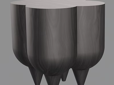 Modern Wooden Circular Side Table With Unique Cylindrical Base Design 3d model